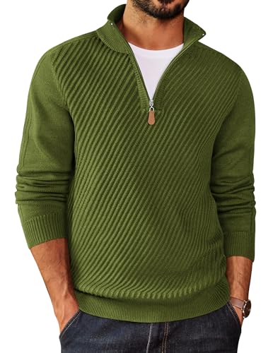 COOFANDY Mens Quarter Zip Pullover Slim Fit Classic Mock